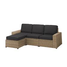 Solleron 3 Seat Modular Sofa Outdoor With Footstool Brown Jarpon Duvholmen Anthracite Ikea In 2021 Bank Buiten Voetenbank Bank