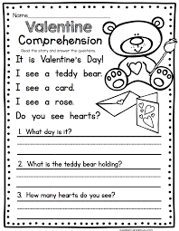 Valentine S Day Comprehension Worksheet Easy Reading Activity For Kindergarten Or Fi Reading Comprehension Worksheets Reading Worksheets Valentine Worksheets