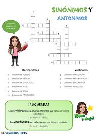 Antonimos Y Sinonimos Interactive Worksheet Texts Videos Tutorial Workbook
