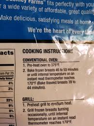Use your meat thermometer to test your cut's final internal temperature. The Oddly Specific Cooking Time On This Package Of Chicken Breasts Mildlyinteresting
