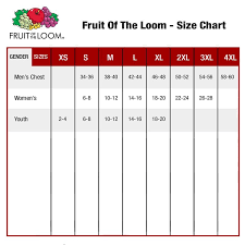 Fruit Of The Loom Size Chart Best Picture Of Chart