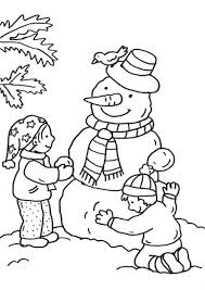 Kostenlose Malvorlage Schneemanner Kinder Bauen Schneemann Zum Ausmalen