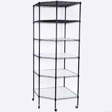 Clearance 6 Tiers Corner Shelf Metal Storage Wire Shelving Unit Corner Rack Corner Shelving Free Standing Corner Storage Rack Display With Wheels 26 77 X 2 Corner Storage Corner Rack Corner Storage Shelves