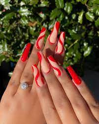 Nail Design Ideas In 2021 Long Square Acrylic Nails Red Acrylic Nails Long Acrylic Nails Coffin