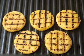 Toss tomatoes, zucchini (and/or squash), eggplant and bell pepper with the remaining 4 tablespoons oil, 1/2 teaspoon pepper and 1/4 teaspoon salt in another large bowl. Grilled Polenta Cakes Two Peas Their Pod