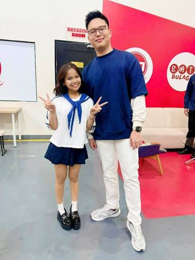 BLUE-TIFUL MAEBY 💙 Ryzza Mae Dizon and Bimby Aquino sparked kilig with  their new photo on the set of noontime show "Eat Bulaga!". 📸Ryzza Mae  Dizon/Facebook