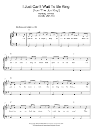 Elton John I Just Can T Wait To Be King From The Lion King Musique Disney Chansons Piano Partition Piano