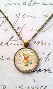 Winnie The Pooh Necklace Book Necklace Pendant Glass Necklace