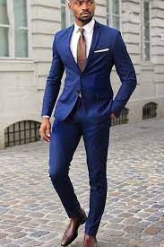Our men's wedding suits are perfect for any stylish groom, groomsmen, or guest! Dark Royal Blue Slim Fit Men Dress Suits Groom Wedding Tuxedos 2 Pieces Jacket Pants Wedding Suits Men Blue Blue Blazer Outfit Men Blazer Outfits Men