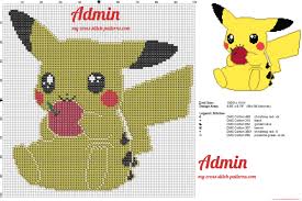 See more of cross stitch patterns free on facebook. Pikachu Pokemon Eating An Apple Free Cross Stitch Patterns Simple Unique Alphabets Baby