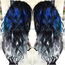 Blue Black And White Hair Color Silver Ombre Hair Hair Color Blue Blue Hair