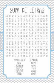 Juegos De Baby Shower Sopa De Letras Juegos Baby Shower Nino Dinamicas Para Baby Shower Juegos Para Baby Shower