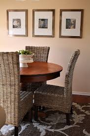Round Table With Pier One Chairs Great Contrast Woven Dining Chairs Dining Room Updates Mismatched Living Room Furniture