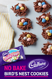 No Bake Cadbury Birds Nests Cookies Hershey S Kitchens Recipe Easy Easter Desserts Easter Dessert Recipes Easy Easter Dessert