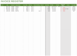 Invoice Register Free Template For Excel