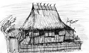 The sword shape leaves of this palms can be folded arranged and the bahay kubo balay or nipa hut is a type of stilt house indigenous to most of the lowland cultures of the philippines. How To Draw Nipa Hut Sketching Nipa Hut Hut Drawing Bahay Kubo Pencil Drawing Fast Sketch 22 Nipa Hut Draw Pencil Drawings