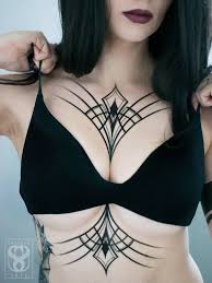 Curves And Lines Chest Piece Temporary Tattoo Etsy In 2021 Chest Tattoos For Women Chest Tattoo Art Deco Tattoo