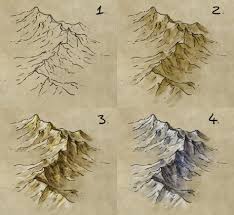 How To Draw Shade And Colour A Mountain Range Fantastic Maps It is easy to draw mountains and also real fun. how to draw shade and colour a mountain range fantastic maps