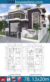 Also, it has a large family bathroom and a separate toilet complemented by a centrally located living room and kitchen. House Plans 12mx20m With 7 Bedrooms Sam House Plans House Projects Architecture House Construction Plan Model House Plan