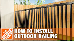 Start the installation on the ladder by mounting the flat columns at the top of the plateau. How To Install An Outdoor Aluminum Railing The Home Depot Youtube
