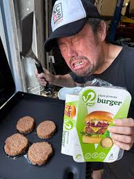 Burger at work, didn't look too enthusiastic to be eaten.