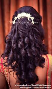 Home curly hair short curly hairstyles for a wedding. Indian Bride S Reception Hairstyle By Vejetha For Swank Studio Bridal Hair Curls Ha Engagement Hairstyles Wedding Hairstyles For Long Hair Indian Hairstyles