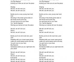 Check spelling or type a new query. Song Worksheet We Will Rock You By Queen
