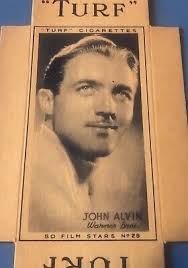 1947 Turf Cigarettes JOHN ALVIN Film Stars #25 Uncut with Tabs Warner Bros 