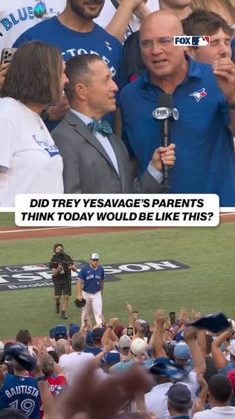 Ken Rosenthal with Trey Yesavage’s parents on a historic night for the  @bluejays pitcher 🙌