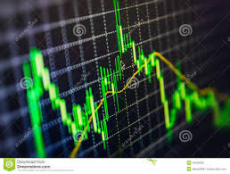 Display Of Stock Market Quotes Chart Graph On Monitor Live