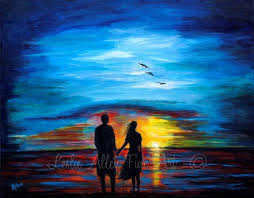 Couple Painting Couple Beach Ocean Sunset By Leslieallenfineart 110 00 Romantic Paintings Couple Painting Seascape Paintings