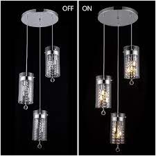 Shengyadi 3 Light Glass And Crystal Multi Light Pendant Cylindrical Kitchen Island Crystal Pendant Lighting Pendant Light Fixtures Modern Dining Room Lighting