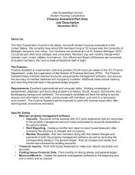 Director of finance job summary 1. Finance Assistant Part Time Job Description Inter Cooperative