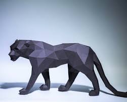 Black Panther Model Black Panther Papercraft Black Panther Digital Template In 2020 Cool Art Projects Sculpture Paper Sculpture