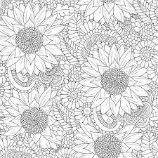 Seamless pattern floral sunflowers black background. Doodle Seamless Pattern With Stock Vector Colourbox