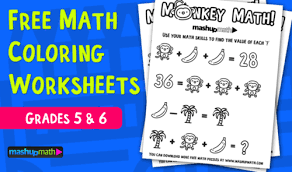 Please use any of the free, printable math coloring sheets below in your classroom or at home. Free Math Coloring Worksheets For 5th And 6th Grade Mashup Math