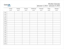 Free weekly printable 2021 calendars templates in pdf formats. Weekly Calendar January 3 2021 To January 9 2021 Pdf Word Excel