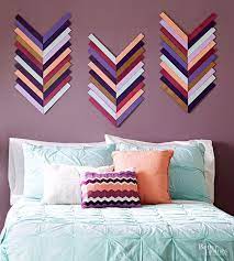 In the room featured here from room decor ideas, a pair of large carved angel's wings mounted over the bed is guaranteed to capture the eyes—and 8 colorful decoration ideas for a small bedroom. 76 Diy Wall Art Ideas For Those Blank Walls Diy Wall Decor For Bedroom Wall Decor Bedroom Diy Home Decor Bedroom