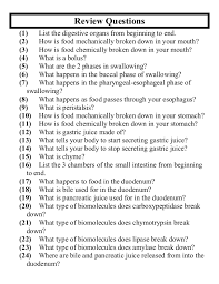 Anatomy Unit 4 Digestive And Excretory Systems Big Quiz Review Questi