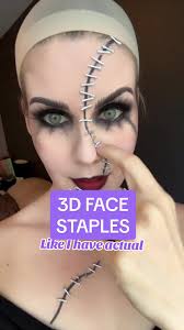 How to create 3D staples for the Dolores Makeup from Beetlejuice!  #halloweenmakeuphacks #doloresmakeup #beetlejuicemakeup  #halloweenmakeup2024 #torontomakeupartist