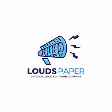 Loudspeaker And Paper Logo Can Be Used As Symbols Brand Identity Company Logo Icons Or Others Color And Text Can Be Chang Paper Logo Logos Loudspeaker Box