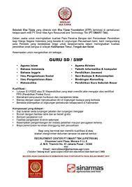 Lowongan kerja yang kalimantana sajikan ini sudah pasti bukan penipuan ya, karena setiap lowongan pekerjaan yang kalimantana tayangkan sudah melewati proses verifikasi dari sumber yang kredibel. Lowongan Kerja Guru Di Sekolah Eka Tjipta Sinarmas Seleksi Maret 2017