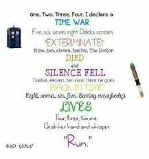 One Two Three Four Five Six Seven Eight Nine Ten Eleven Twelve Song One Two Three Four Doctor Who Rhyme Doctor Who Poem Doctor Who Doctor