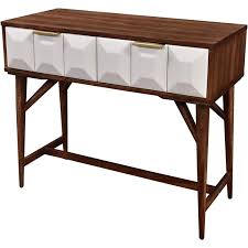 Two wide middle shelves are ideal for placing a cable box or a game console. Steve Silver Ginny Gi900ct Mid Century Modern Console Table With 2 Drawers Northeast Factory Direct Sofa Tables Consoles