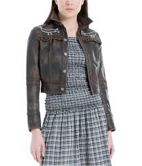 Max Studio London Womens Cropped Leather Jacket