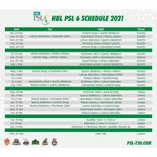 As soon as the new schedule is announced will be uploaded here below in place of the following table. Schedule For Psls 6th Edition For 2021 Announced Urdupoint