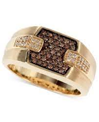 Gento By Effy Men S Brown 1 4 Ct T W And White Diamond 1 8 Ct T W Ring In 14k Gold Jewelry Rings Diamond Mens Diamond Jewelry Chocolate Diamonds