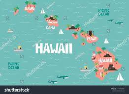 Illustrated Map State Hawaii United States Stock Vector Royalty Free 1146766961 Hawaiian Islands Map Illustrated Map Map Of Hawaii