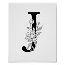 3 diameter, 6 stickers per sheet small: J Botanical Monogram Letter Initial With Peonies Poster Zazzle Com In 2021 Flower Pattern Drawing Alphabet Illustration Floral Monogram Letter
