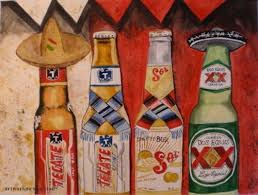 Mexican Beers Mexican Watercolor Painting Mexican Culture Paintings Artwork Mexico Mexican Culture Mexican Artwork Mexican Art